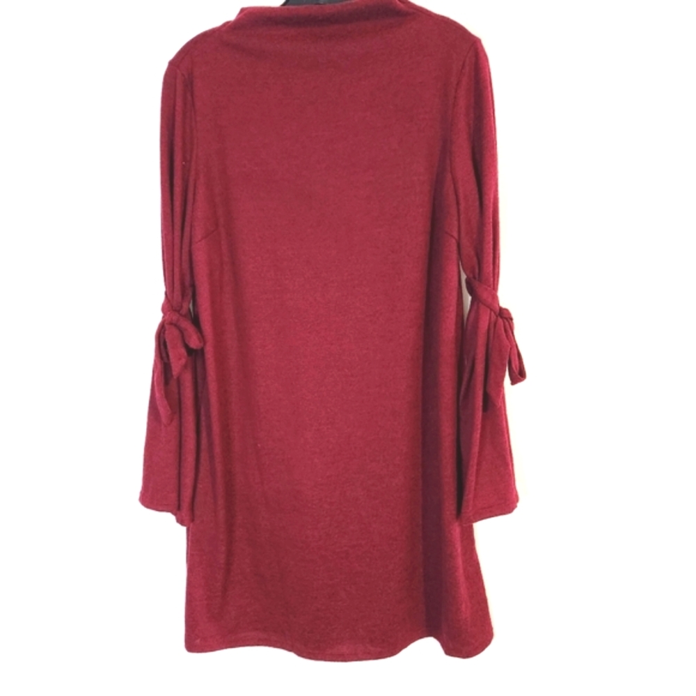 MILLY PENZANCE |RED BELL-SLEEVE MOCK-NECK SHIFT DRESS -SIZE LARGE  AA-8